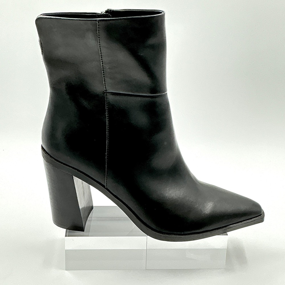 Steve Madden Size 11 Black Leather Pointed Snip Ankle Boots NEW Block Heel $259